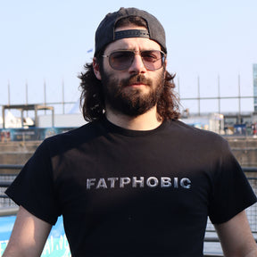 Fatphobic funny gym tshirt with chrome letters